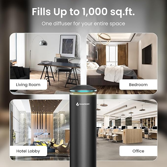 MajesticMist Waterless Essential Oil Diffuser - Aluminum Aromatherapy Scent Diffusers for Home, Room & Hotel, Quiet Aroma Diffuser 4oz, Remote Control, USB-C Powered, LED Display, 1000sq.ft - Bloomnest