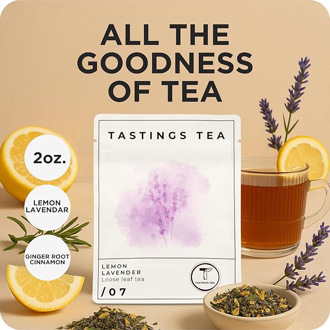 Tastings Tea Lemon Lavender Blend - 2.2oz Loose Leaf | Medium Caffeine Levels - Bloomnest