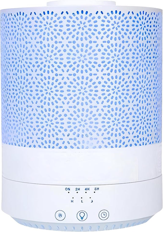 BlueHills 2500 ML XL Essential Oil Diffuser Aroma Humidifier with Timer for Large Home Decor Baby Rooms Big Huge 2.5 L Capacity Long Run Color Changing Lights Decorative Design High Mist White- F002 - Bloomnest