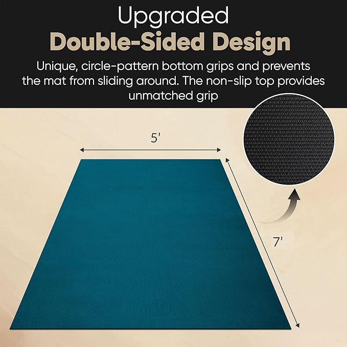 Gorilla Mats Premium Large Yoga Mat – 7' x 5' x 8mm Extra Thick & Ultra Comfortable, Non-Slip Barefoot Exercise Mat – Works Great on Any Floor for Stretching, Cardio or Home Workouts - Bloomnest