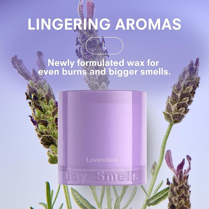 Boy Smells Lavender Candle - 8.5 oz - Luxury Candle with Lemon, Lavander, and Vetiver - Up to 50-Hour Burn - Cotton Wick - Bloomnest