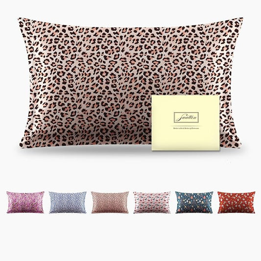 Mulberry Silk Pillowcase for Hair and Skin Queen Size Leopard Print Silk Pillow Cases with Zipper Soft Breathable Smooth Cooling Silk Pillow Covers for Sleeping (Taupe Leopard, 20"X 30",1Pcs) - Bloomnest