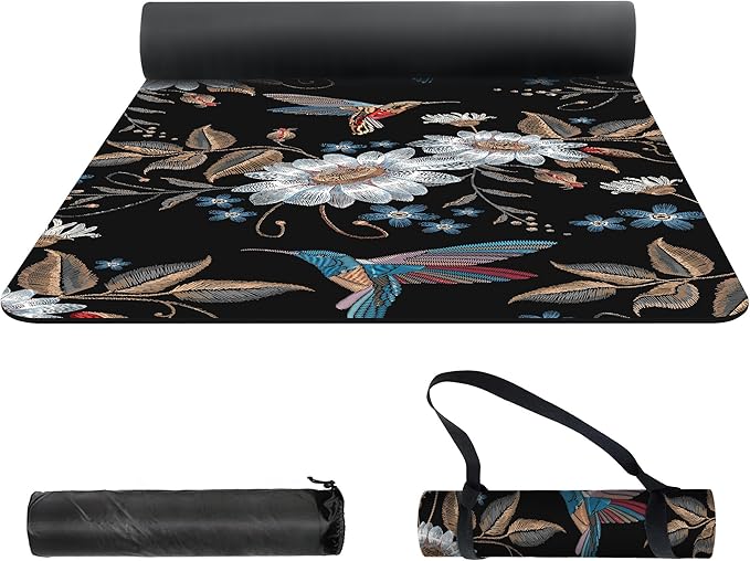 nuveti Yoga Mat Print Extra Thick TPE Non Slip Fitness Exercise Mat with Carrying Bag,72"x24" Extra Thick 6MM Exercise & Workout Mat for Yoga, Pilates Fitness and Floor Exercises - Bloomnest