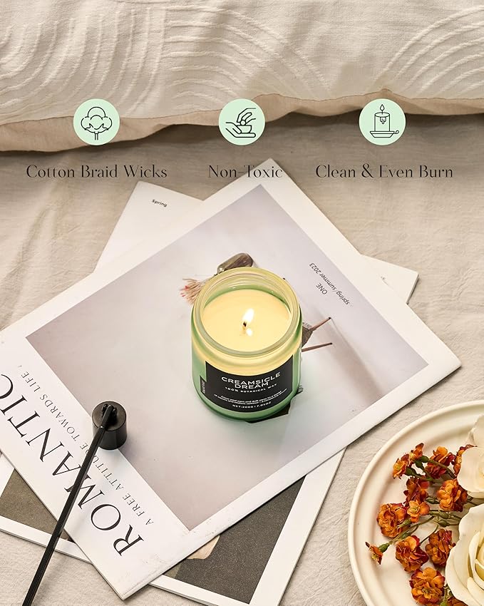 M&SENSE Orange Creamsicle Scented Candle, 7.05oz 50 Hours Slow Burning Non Toxic Natural Soy Wax 2 Wick Candle for Home Scented, Long Lasting Home Fragrance Gifts for Housewarming & Anniversry - Bloomnest