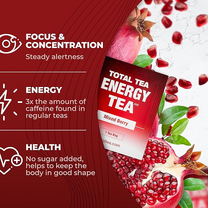 Total Tea Detox Guayusa Energy Tea - All Natural Herbal Caffeinated Tea Cleanse - Energy & Focus - Coffee Substitute - 25 Tea Bags for Men and Women - Bloomnest