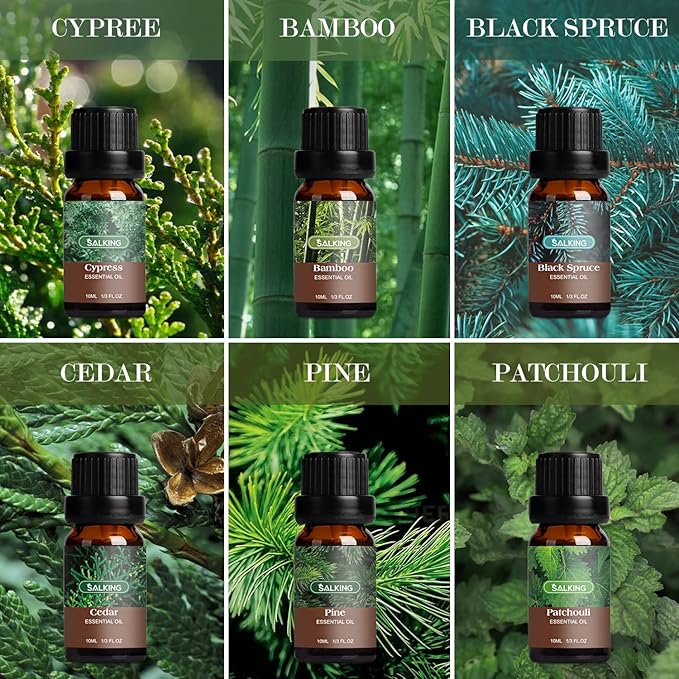 SALKING Woodsy Essential Oils Set for Men, Masculine Essential Oils, 12 x 10ml Natural Fragrance Essential Oils for Diffuser, Candle & Soap Making, Manly Essential Oil Gift for Husband - Bloomnest