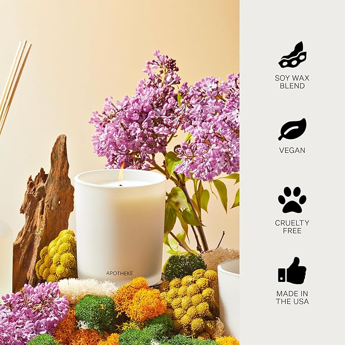 Apotheke Signature Scented Candles for Home, White Vetiver - 10.5 oz - Soy Wax, Non Toxic, Large Jar White - Luxury Candle Gifts for Women & Men - Sandalwood, Eucalyptus, and Vetiver - Bloomnest