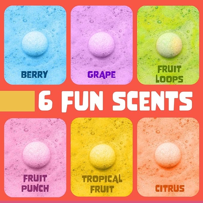 Superhero Bath Bombs for Kids with Surprise Toys Inside (6 Pack) - Large Bubble Bomb Fizzies for Boys, Girls, & Toddlers - Fruity Scents, Relaxing Aromas, Made in USA, Birthday Gift by Two Sisters - Bloomnest