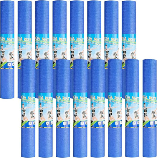 Funtery 16 Pack 3 mm Thick Yoga Mat Exercise Workout Mat Non Slip Fitness Pad for Women Gym Home Yoga Pilates - Bloomnest