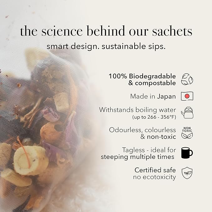 qìsane Chrysanthemum Tea Bags with Organic Dried Goji Berries - Dried Chrysanthemum Flowers, Dried Longan Fruit & Jujube Dates - Herbal Tea to Support Calmness & Well-Being - 10 sachets (~30 cups) - Bloomnest