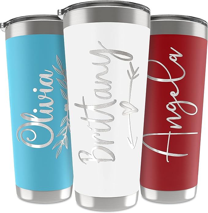 Be Burgundy Personalized Tumbler with Engraved Name - 12 Designs, 30 Oz Coffee Tumbler with Slider Lid, White, Double Wall Insulated - Gifts for Mom, Dad, Personalized Gift for Him, Her - Bloomnest