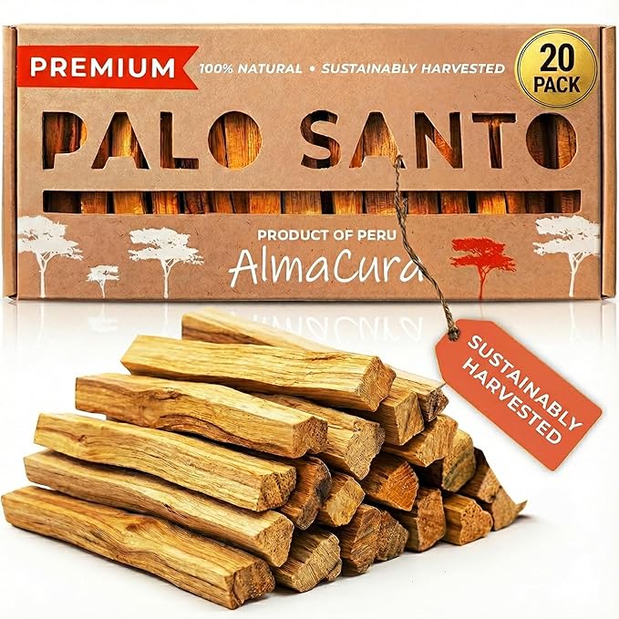 Palo Santo Premium Sticks (20), Smudging Incense High Resine, Pure Palo Santo Wood Certified from Peru. Ethically Sustainably Harvested. Protection, Meditation, Spiritual Cleansing SoulHealingExperience