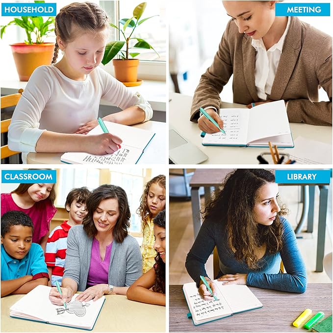 feela 24 Pack Journal Notebook Bulk for Work, Business Notebook Hardcover Lined Writing Journal with Pen Holder for Men Women Note Taking, with 24 Black Pens, 120 GSM, 5.1”x8.3”, A5, Teal - Bloomnest