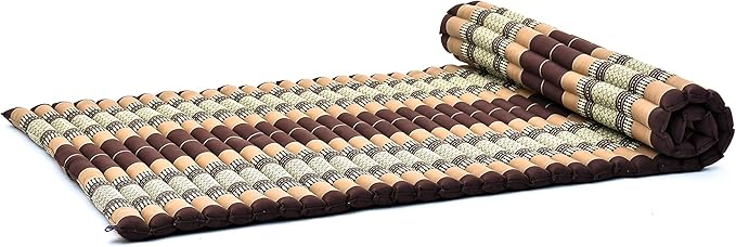 Leewadee - Kapok Roll Mat – Handcrafted Folding Sleep & Relaxation Mattress from Thailand, Ideal as Guest Bed, Camping Mat, Yoga Mat or Traditional Futon, 75 x 39 inches, Brown - Bloomnest