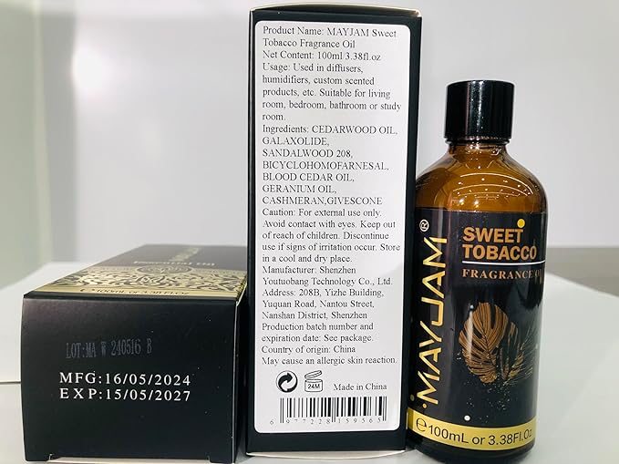 MAYJAM 100ML/3.38FL.OZ Sweet Tobacco Fragrance Oils with Glass Dropper, Essential Oils for Diffusers for Home, Long Lasting Scented Oils for Diffusers Soap Candle Making - Bloomnest