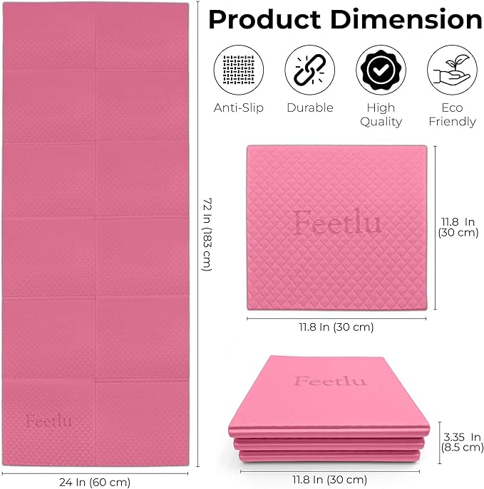 Foldable Yoga Mat, 6mm Thick, Lightweight, Anti-Slip, and Easy to Store – Perfect for Travel, Yoga, Pilates, Home Workouts, and Floor Exercises - Bloomnest