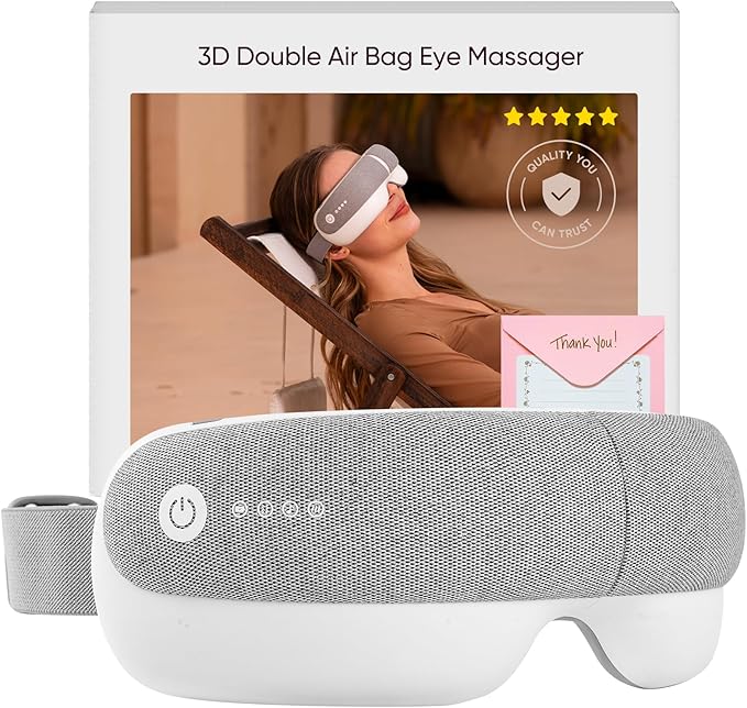 Eye Massager & Bluetooth Heat Sleep mask,Parents Gift Sets |with Storage Bag & Greeting Card | Migraine Relief,Relaxation,Bedtime Stress Relief | White Noise,3D airbag kneading| Smart Head Massager - Bloomnest