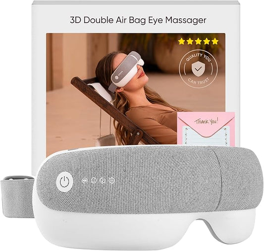 Eye Massager & Bluetooth Heat Sleep mask,Parents Gift Sets |with Storage Bag & Greeting Card | Migraine Relief,Relaxation,Bedtime Stress Relief | White Noise,3D airbag kneading| Smart Head Massager - Bloomnest