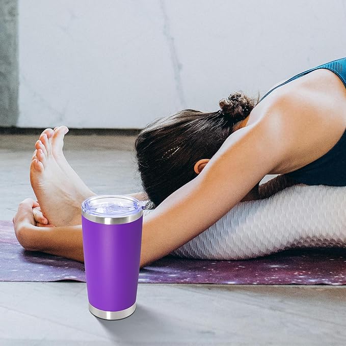 20oz Tumbler Bulk Stainless Steel Tumbler Cup with Lid Vacuum Insulated Double Wall Travel Mug, Durable Powder Coated Travel Coffee Tumbler Mug for Hot & Cold Drinks, Purple,12 Pack - Bloomnest