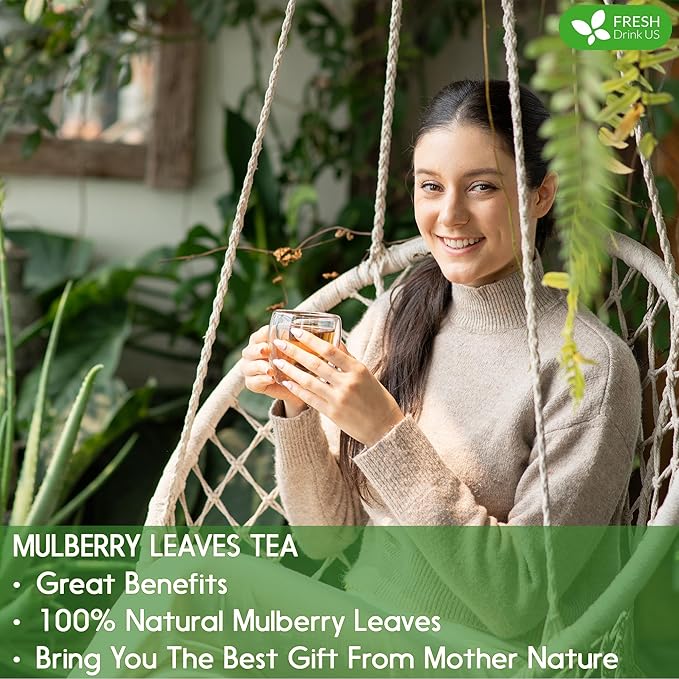 FreshDrinkUS, Permium 2oz Mulberry Leaves, 100% Natural & Pure from Mulberry Leaves, Mulberry Leaf Tea, Mulberry Loose Leaf Herbal Tea, No Additives, No Caffeine, Vegan - Bloomnest