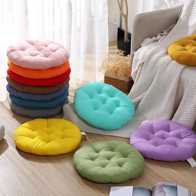 Fumete 12 Pcs Floor Pillows Cushions Seating 16 x 16 Inches Color Round Seat Reading Floor Chair Cushions for Kids Adults Classroom Home School Playing Supplies(Colorful) - Bloomnest