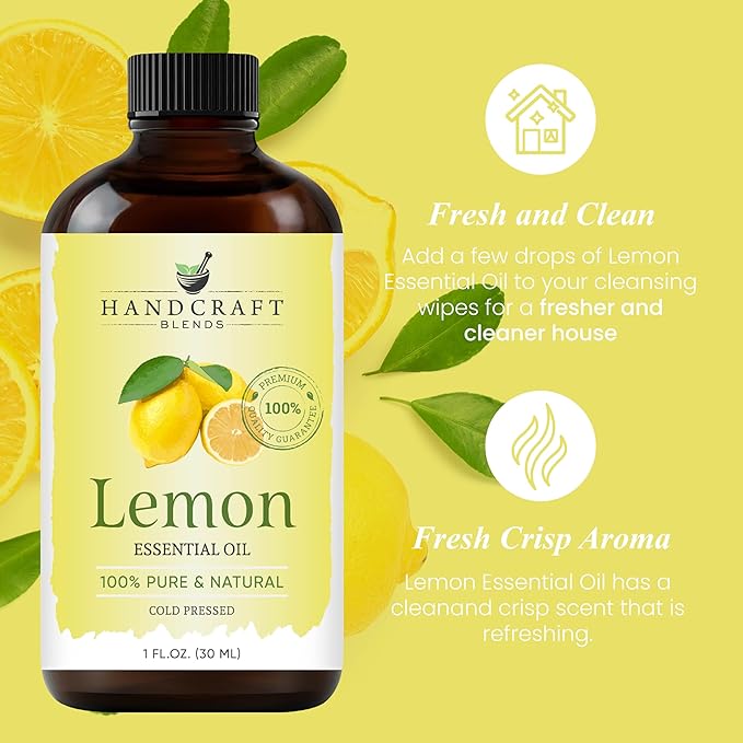 Handcraft Blends Lemon Essential Oil – 1 Fl Oz – 100% Pure and Natural – Premium Grade Essential Oil for Diffuser and Aromatherapy, Skin, Massage, Candle and Soap Making Fragrance - Bloomnest