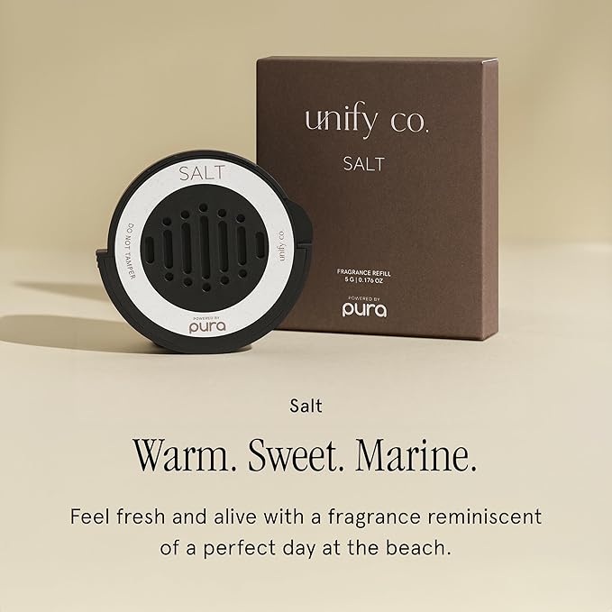 Pura & Unify Co. Car Scent Refill - Fragrance for Pura Car Diffuser - Clean & Safe Luxury Diffuser Scent - Long-Lasting Fragrance for 30 Days of Aroma - Spring & Summer Household Essential - Salt - Bloomnest