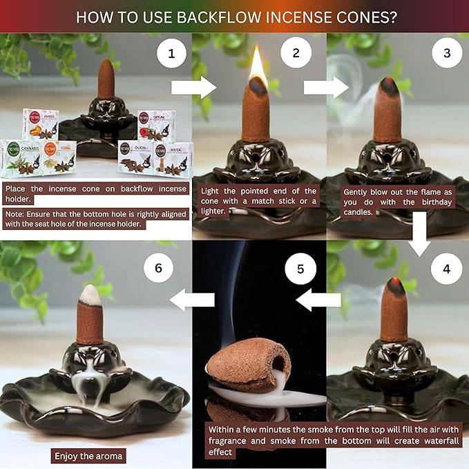 Exotic - Backflow Incense Cones for Waterfall - Scented Inscents-Cones - Copal, Amber, Musk, Oud - Insiensos Aromaticos - 6x10=60 Large Variety Pack TRUMIRI