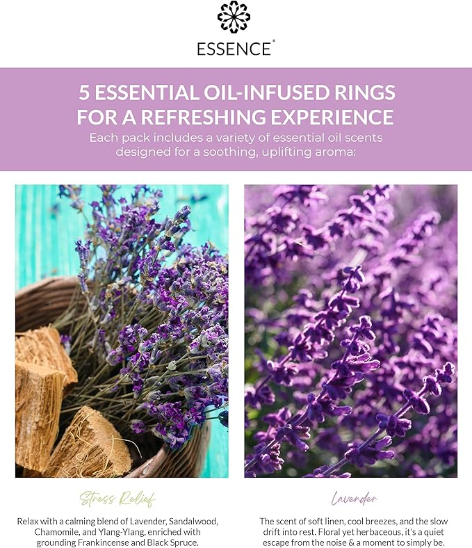 Essence Nasal Diffuser Calming Bundle – Aromatherapy Essential Oil Silicone Nose Rings for Stress & Sleep Support – Wearable Lavender & Stress Relief Blends for Relaxation & Nighttime Use - Bloomnest