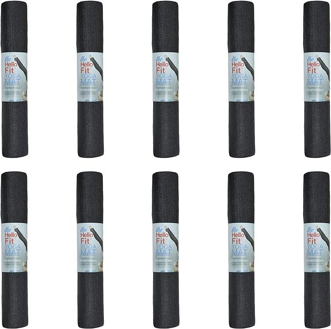 Hello Fit 10-Pack Yoga Mat, 68" x 24" Non Slip Exercise Mat, 4mm Thick Gym Mat for Fitness and Stretching, Bulk Non Toxic Yoga Mats for Schools and Studios - Bloomnest