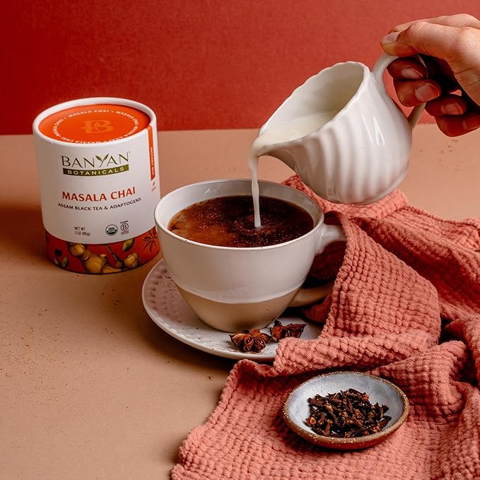 Banyan Botanicals Masala Chai – Organic Tea with Assam Black Tea, L-Theanine & Adaptogenic Herbs – Vegan, Loose Leaf, Fair Trade – 3 oz, 42 Servings - Bloomnest