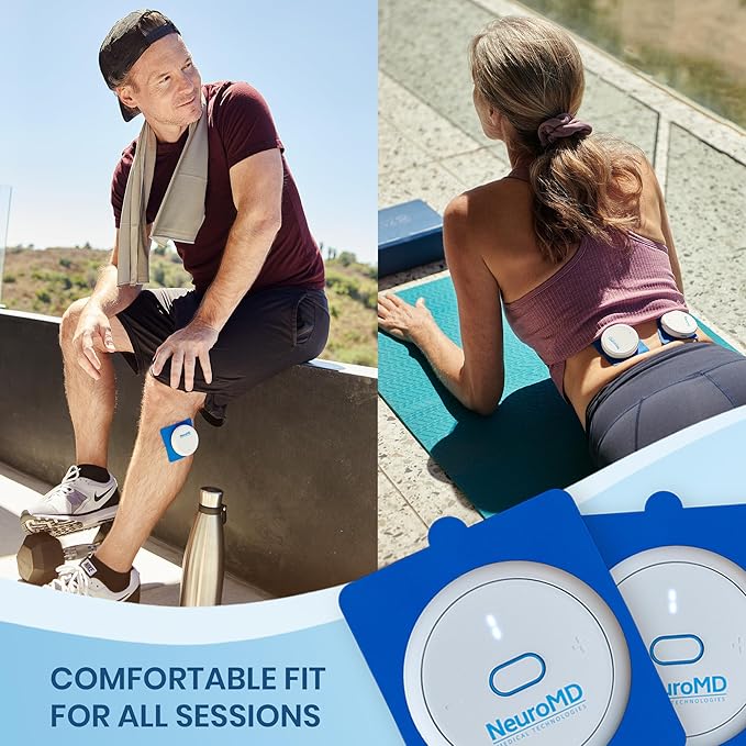 NeuroMD 2-Pack Square Replacement TENS Unit Electrode Pads for Wireless Muscle Stimulator & Pain Relief - Reusable 30 Times | Snap-On Connector | Compatible with Whole Body Corrective Therapy Device - Bloomnest