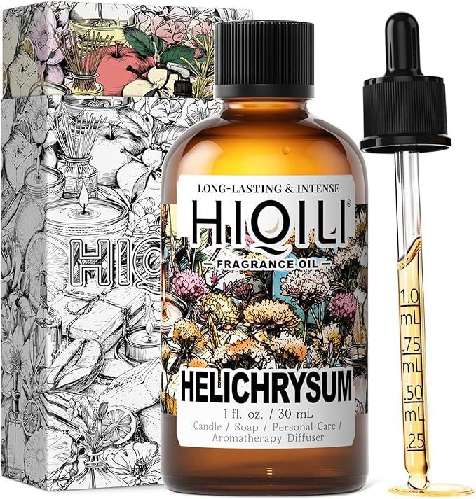 HIQILI Helichrysum Fragrance Oil for Home Diffuser, Floral Scents for Candle, Soap and Perfume Making, Blend to Body Lotion & Moisturizer - 1 Fl Oz - Bloomnest