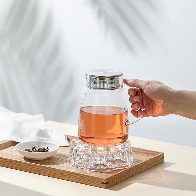 CNGLASS Glass Tea Warmer,Universal Heart Shaped Glass Teapot Wramer - Bloomnest