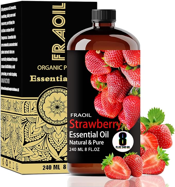 Strawberry Essential Oil, Strawberry Oil 8 Fl Oz 240ML for Diffuser Humidifier Yoga Cleaning DIY Candle Soap Making Perfume Gift for Women Essential Oils - Bloomnest