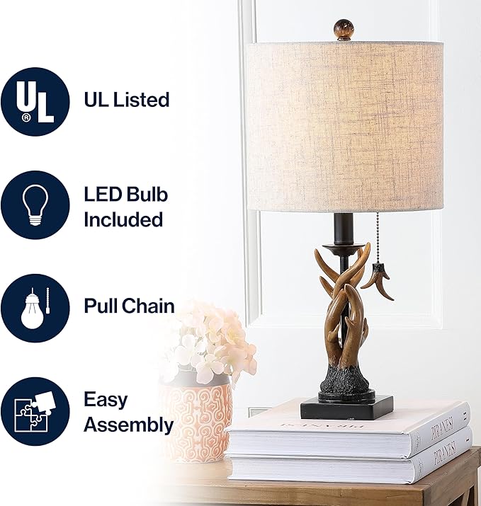 Jonathan Y JYL1031A Gaston 20.5" Resin Mini LED Table Lamp, Farmhouse, Traditional, Cottage, Rustic, Office, Living Room, Family Room, Dining Room, Bedroom, Hallway, Foyer, Brown - Bloomnest