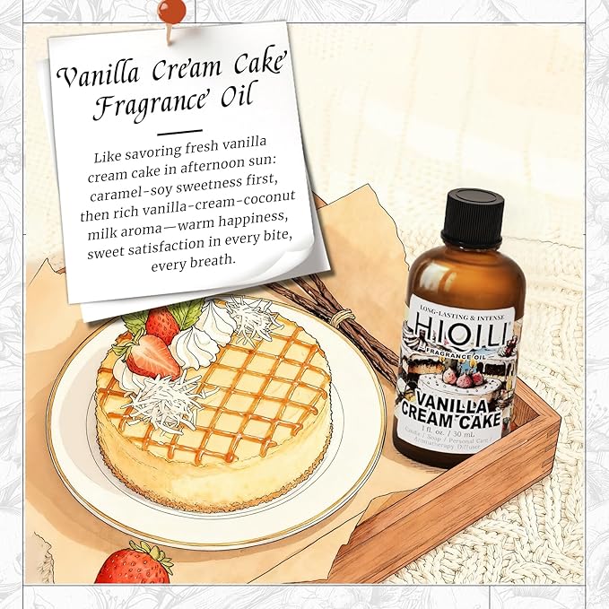 HIQILI Vanilla Cream Cake Fragrance Oil for Diffusers, Candle & Soap Making, Add to Aromatic Air Freshener Spray, Premium Grade - 1Fl Oz - Bloomnest