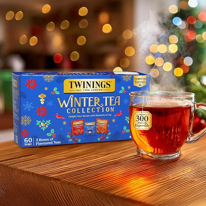 Twinings Winter Tea Collection, Limited Edition Holiday Gift Box, 20 Count (Pack of 3), Includes Christmas Tea, Winter Spice, and Gingerbread Joy, Enjoy Hot or Iced, 60 Teabags - Bloomnest