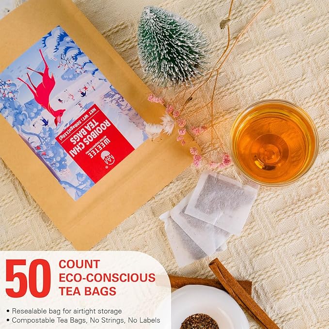 WT WEETEE Rooibos Chai Tea Bags, South African Red Tea with Cinnamon, Cloves, Cardamom, Natural Caffeine-free Herbal Tea, 50 Counts Spiced Rooibos Tea - Bloomnest