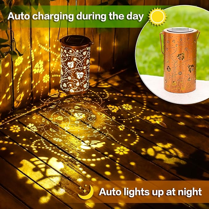 Ladybug Solar Lanterns Outdoor Waterproof Hanging Solar Lights Ladybug Gifts for Women Men Metal Decorative LED Ladybug Lanterns for Garden Decor,Yard,Patio,Lawn,Tabletop,Pathway,Landscape - Bloomnest