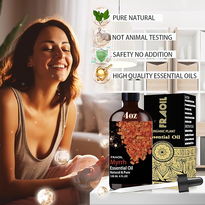 Myrrh Essential Oil, Myrrh Oil 4 Fl Oz 120ML for Diffuser Humidifier Yoga Cleaning DIY Candle Soap Making Perfume Gift for Women Essential Oils - Bloomnest