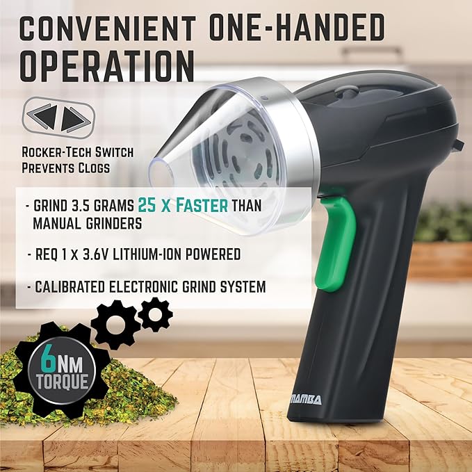 Mamba Monster 3.5g Electric Herb Grinder. Large Capacity Portable Metal Herbal Machine & Spice Mill for the Kitchen (Silver) - Bloomnest