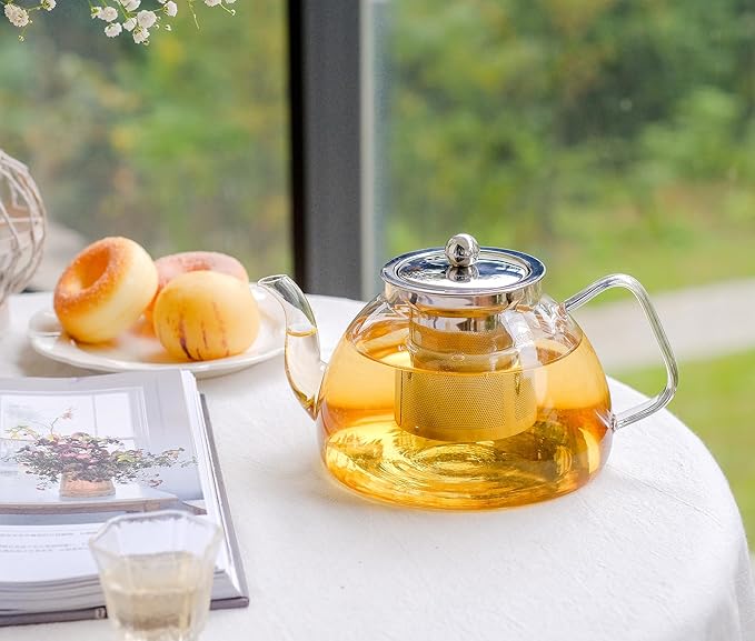 1200 ml/40 oz Glass Teapot with Infuser, Glass Tea Kettle Stovetop，Tea Pot with Infusers for Loose Tea, Tea Maker Gift - Bloomnest
