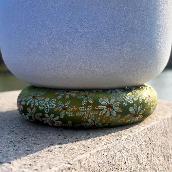 Singing Bowl Cushion for Tibetan Singing Bowls, Handmade Silk Brocade Round Cushion Pillow for Sound Healing and Crystal Sound Bowls Accessories(6.7 Inch,Green) - Bloomnest