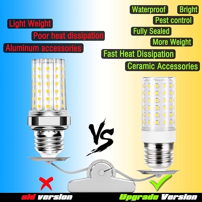 ALIDE E26 E27 12W LED Candelabra Bulbs,E26 100 Watt Led Replacement, 4000K Natural White,E26 LED Corn Light Bulbs 1200LM for Ceiling Fan Chandelier Pendant Lighting,Non-dimmable,4 Pack - Bloomnest