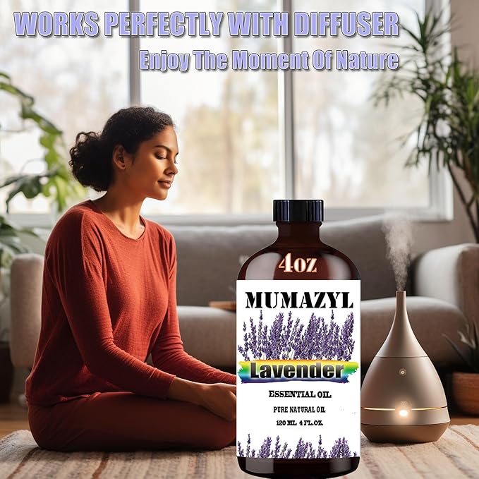 Lavender Essential Oil, Lavender Oil 4 Fl Oz 120ML for Diffuser Humidifier Yoga Cleaning DIY Candle Soap Making Essential Oils - Bloomnest