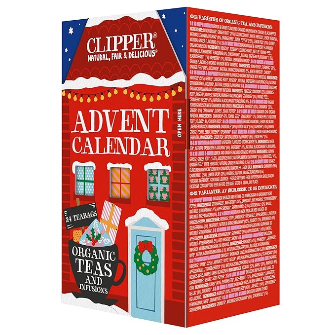 Clipper Tea: Tea Advent Calendar for 2025 Christmas Holiday – Sampler Set Gift w/ 12 Organic Flavors, Mix of Lemon, Ginger, Sleep, Herbal, Green & Black Tea Blends – 1 Variety Pack, 24 Individual Bags - Bloomnest