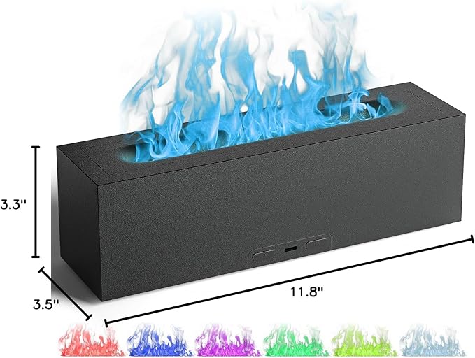 Flame Diffuser for Essential Oils - 200ml Ultrasonic Aroma Diffusers with 7 Color Flame Light Aromatherapy Diffuser & Cool Mist Humidifier for Home, Office, Bedroom, Type-c Cable, Auto-Off Protection - Bloomnest