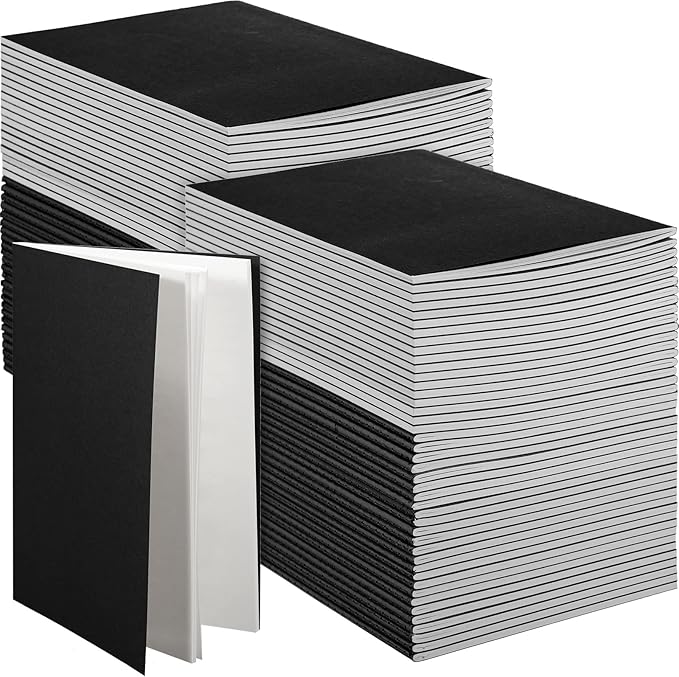 Mimorou 100 Pcs Journals Notebooks Bulk - Kraft Softcover A5 Small Notebooks 5.5 Inch x 8.3 Inch Notepads with 60 Page 30 Sheet for Writing Sketch Travel Office Supplies(Black,Unlined) - Bloomnest
