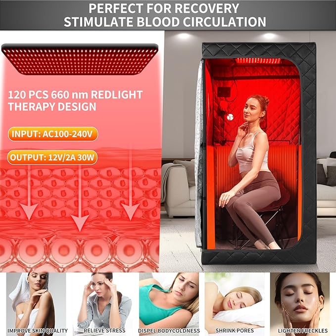 Infrared Red Light Therapy Panel Lamp for Sauna Tent, 660nm LED Red Lights Therapy Panel for Face and Body iDOTODO
